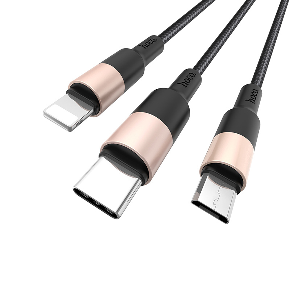  dây sạc 3 đầu hoco x26 lightning/micro/type c