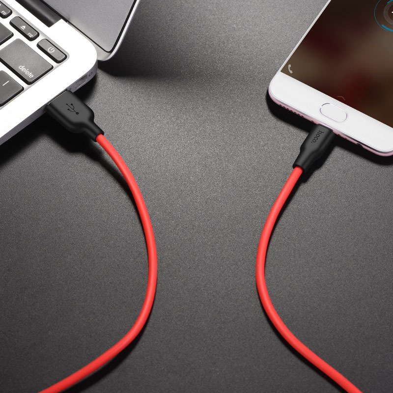 dây sạc nhanh hoco x21 plus silicone 2.4a đầu micro dài 1m