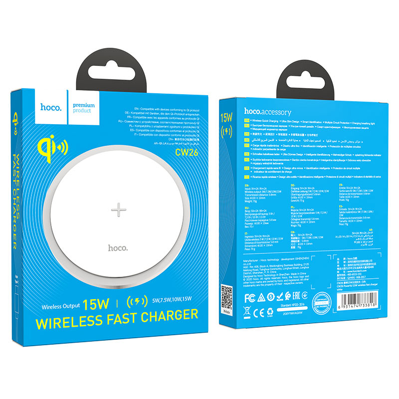 đế sạc nhanh không dây 15w - hoco cw26