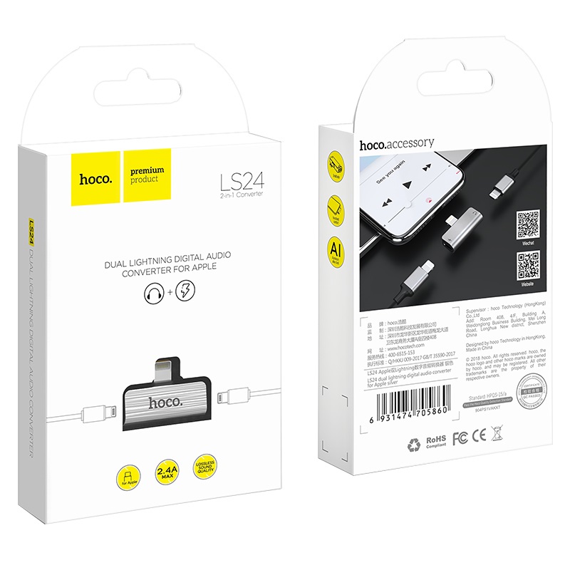 jack chuyển hoco ls24 gồm 2 jack lightning
