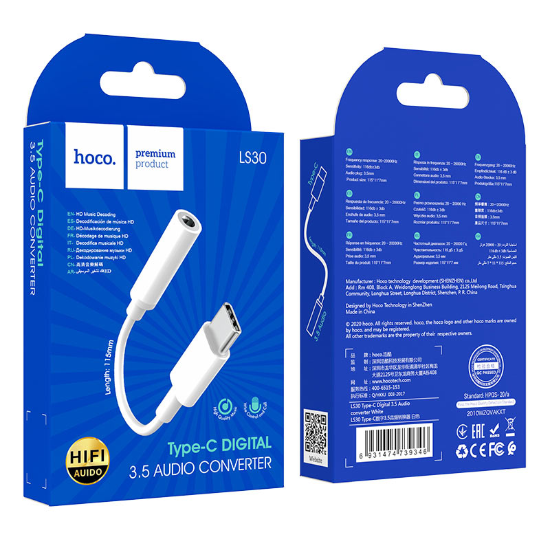 jack chuyển tai nghe hoco ls30 type c sang jack 3.5mm