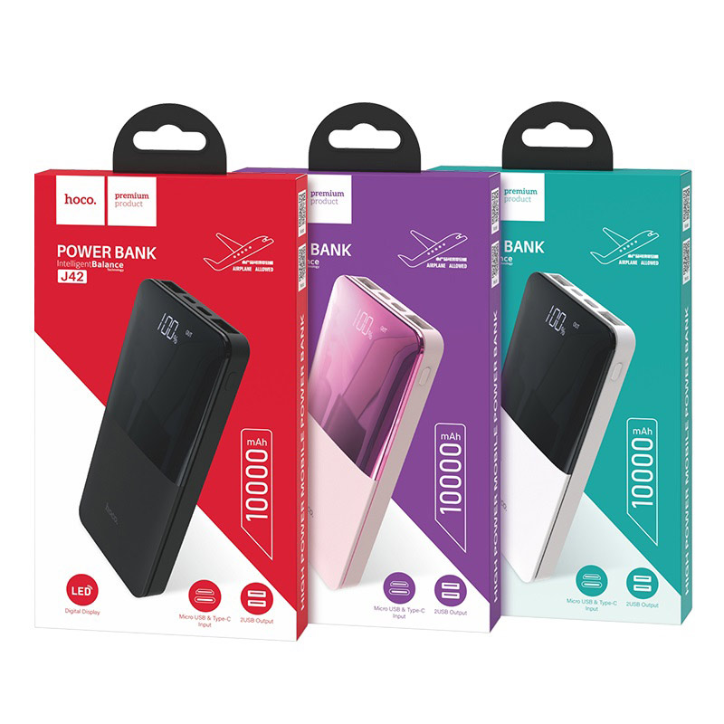 pin dự  phòng hoco j42  10000mah 2 cổng ra